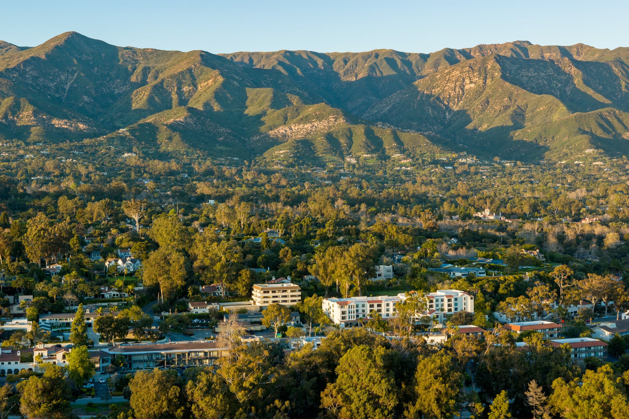 The Santa Ynez Mountains rising above Coast Village Road, Montecito